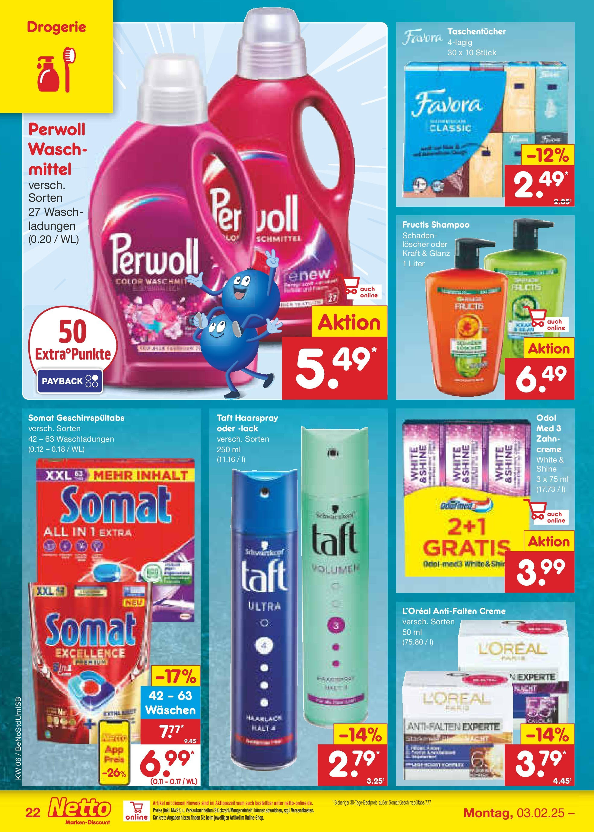 Netto Marken-Discount - Berlin, Corinthstraße 32 (ab 03.02.2025) » Angebote | Seite: 34 | Produkte: Perwoll, Shampoo, Haarspray, Creme