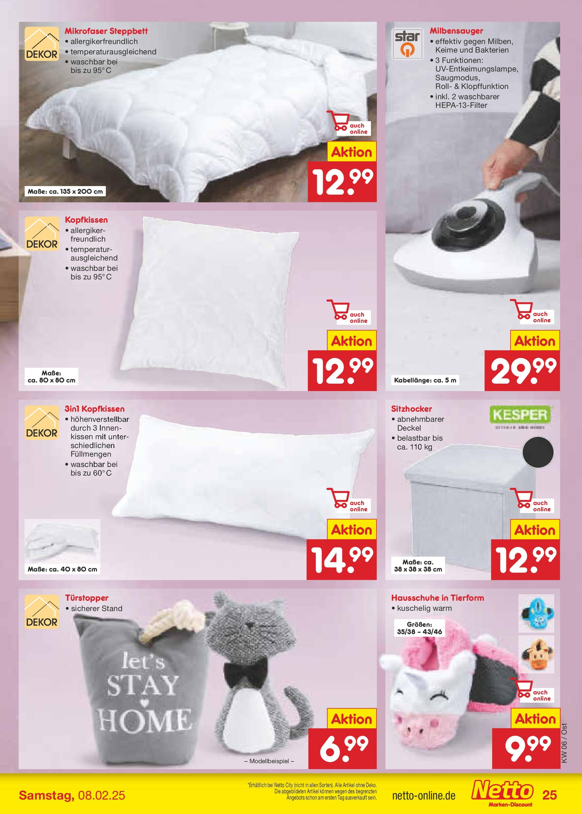 Netto Marken-Discount - Berlin, Corinthstraße 32 (ab 03.02.2025) » Angebote | Seite: 37 | Produkte: Kissen, Kopfkissen, Hausschuhe