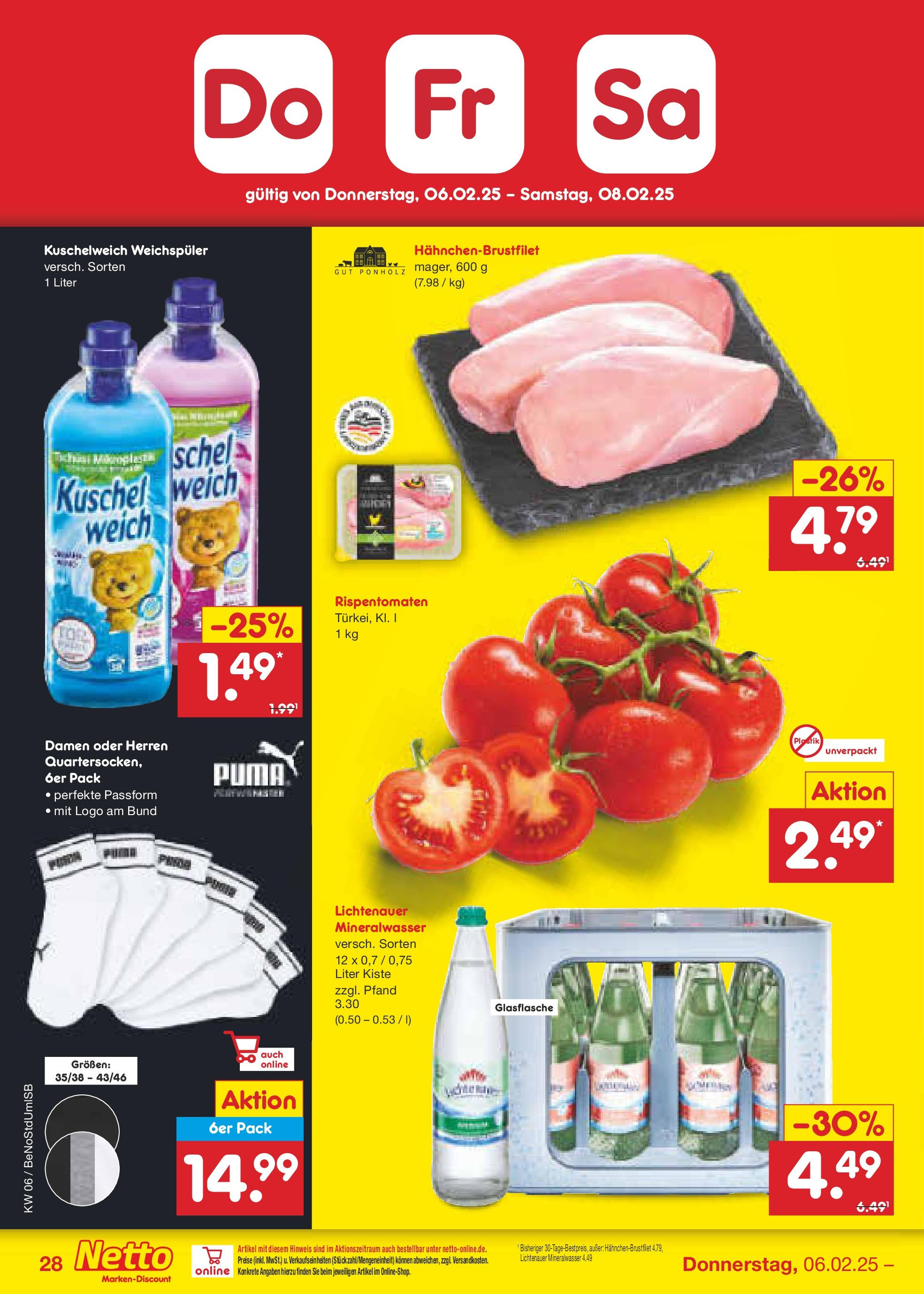 Netto Marken-Discount - Berlin, Corinthstraße 32 (ab 03.02.2025) » Angebote | Seite: 42 | Produkte: Kuschelweich, Mineralwasser, Weichspüler