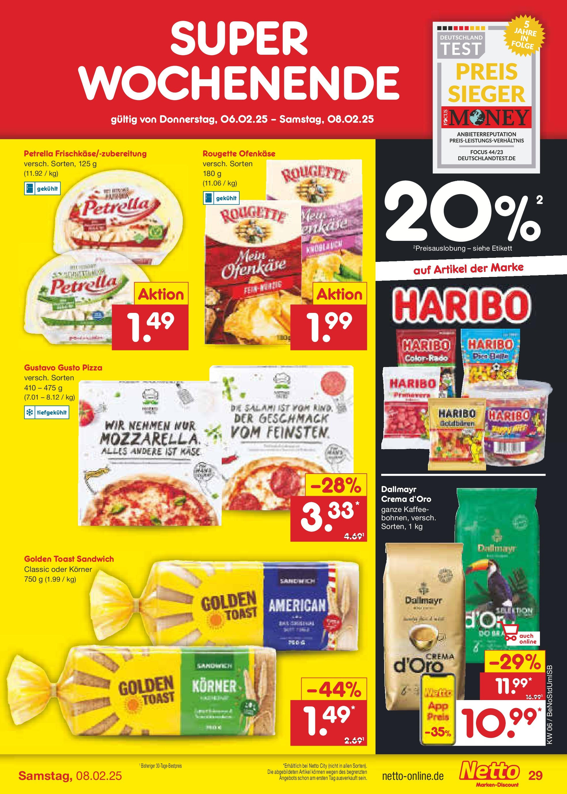 Netto Marken-Discount - Berlin, Corinthstraße 32 (ab 03.02.2025) » Angebote | Seite: 43 | Produkte: Haribo, Käse, Salami, Pizza