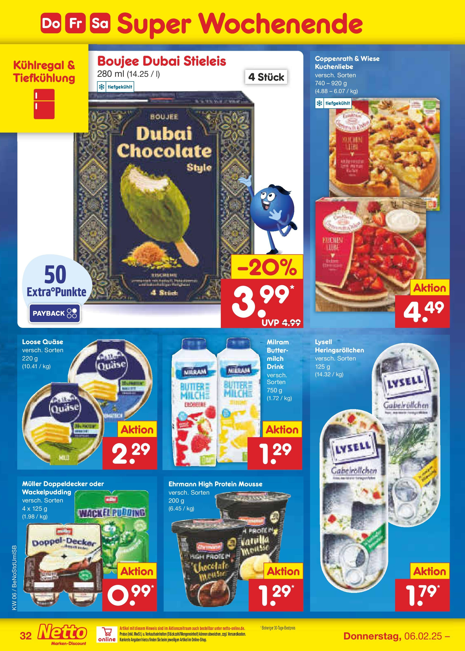 Netto Marken-Discount - Berlin, Corinthstraße 32 (ab 03.02.2025) » Angebote | Seite: 46 | Produkte: Milch, Butter, Pudding, Milram