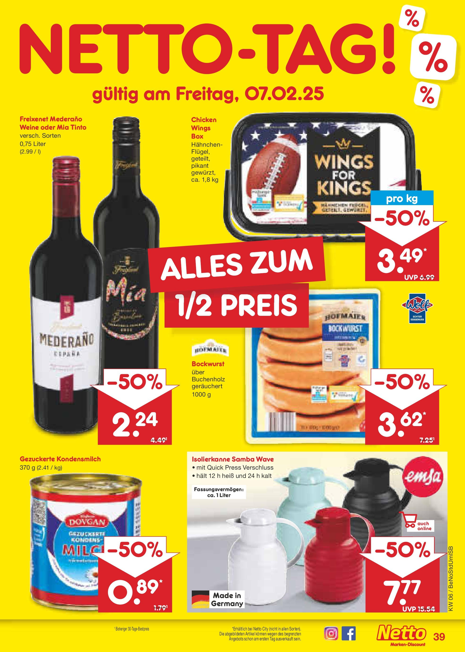 Netto Marken-Discount - Berlin, Corinthstraße 32 (ab 03.02.2025) » Angebote | Seite: 55 | Produkte: Bockwurst, Hahnchen, Freixenet, Freixenet mederano