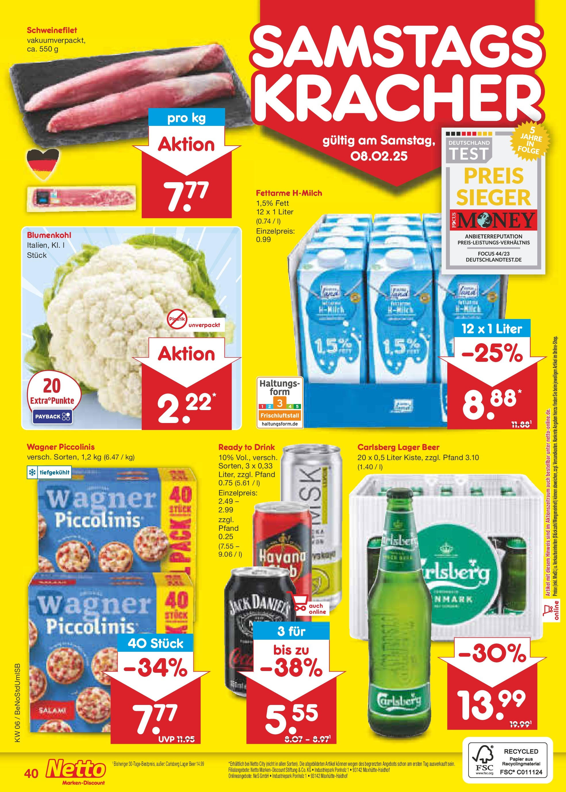 Netto Marken-Discount - Berlin, Corinthstraße 32 (ab 03.02.2025) » Angebote | Seite: 56 | Produkte: Carlsberg, Jack Daniel's, Schweinefilet, Salami