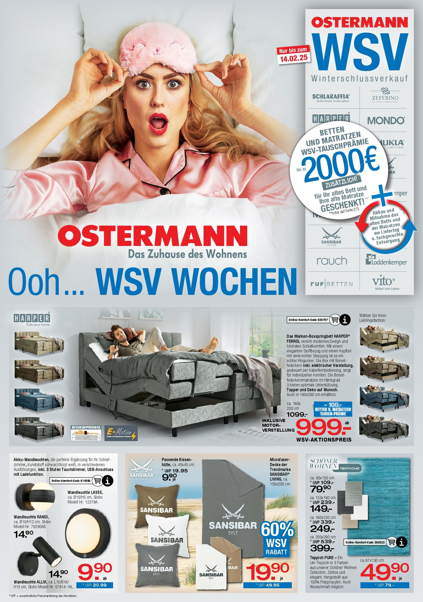 Ostermann - Möbel Ostermann: Neue Möbel wirken Wunder. (ab 31.01.2025) zum Blättern | Seite: 12 | Produkte: Decke, Topper, Box, Teppich