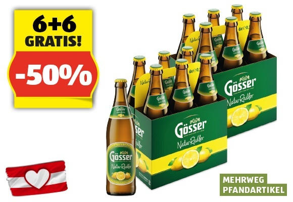 GÖSSER Naturradler Zitrone, 12 x 0,5 l