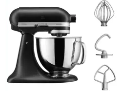 Kitchen Aid 5KSM125EBM Artisan Küchenmaschine mit kippbarem Motorkopf Matte Black (Rührschüsselkapazität: 4,8 l, 300 Watt)