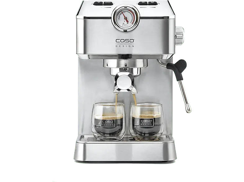 Caso 1820 Espresso Gourmet Siebträgermaschine (Silber, 1100 Watt, 19 bar)