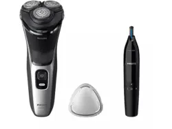 Philips S3143/02, Series 3000 Elektrischer Herrenrasierer (Akkubetrieb, Hellsilber, Wet & Dry mit 5-dimensional bewegl. Flex-Scherköpfe)