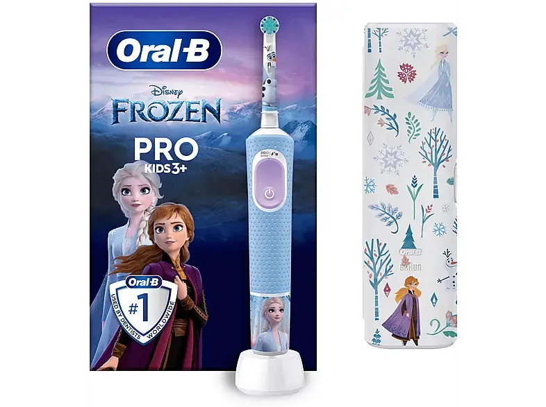 Oral-B Pro 103 Kids Frozen, Elektrische Kinderzahnbürste ab 3 Jahren, mit Reiseetui Blau