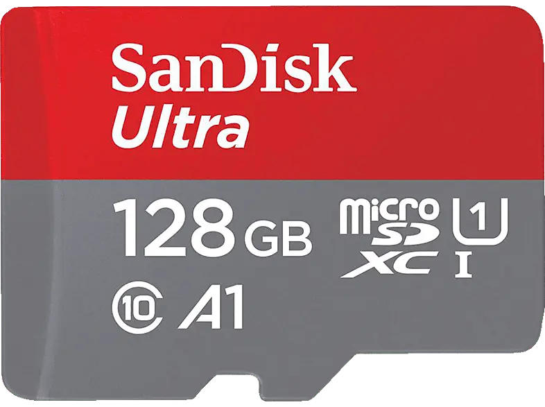 SandISK 128GB Ultra microSDXC Karte + SD-Adapter bis zu 140 MB/s mit App-Performance A1 UHS-I Class 10 U1; Speicherkarte