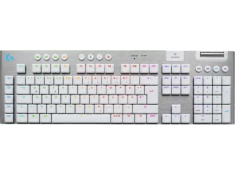 LOGITECH G G915 X Lightspeed Kabellose RGB Gaming Tastatur (Tactile), KEYControl, mechanische GL-Schalter, Lightsync RGB, DEU (Qwertz), Weiß