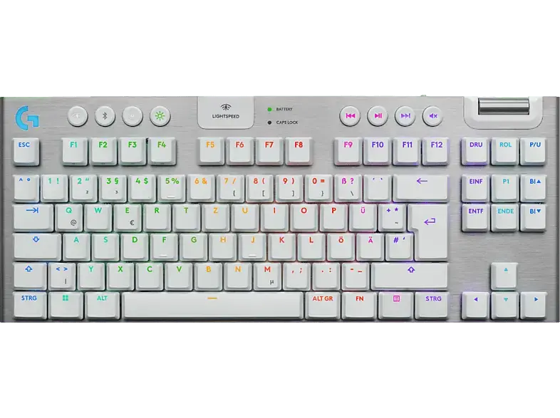 Logitech Gaming Tastatur G915 X Lightspeed TKL, GL Tactile, USB/Bluetooth, quertz, Wei&szlig;, Lightsync RGB