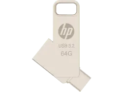HP 64 GB x206c OTG USB-Stick, USB-C/A 3.2 Gen1, R100 MB/s, Silber