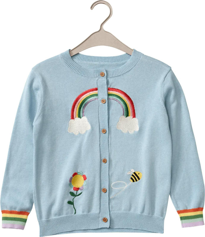 ALANA Strickjacke mit Regenbogen- & Bienen-Motiv, blau, Gr. 104