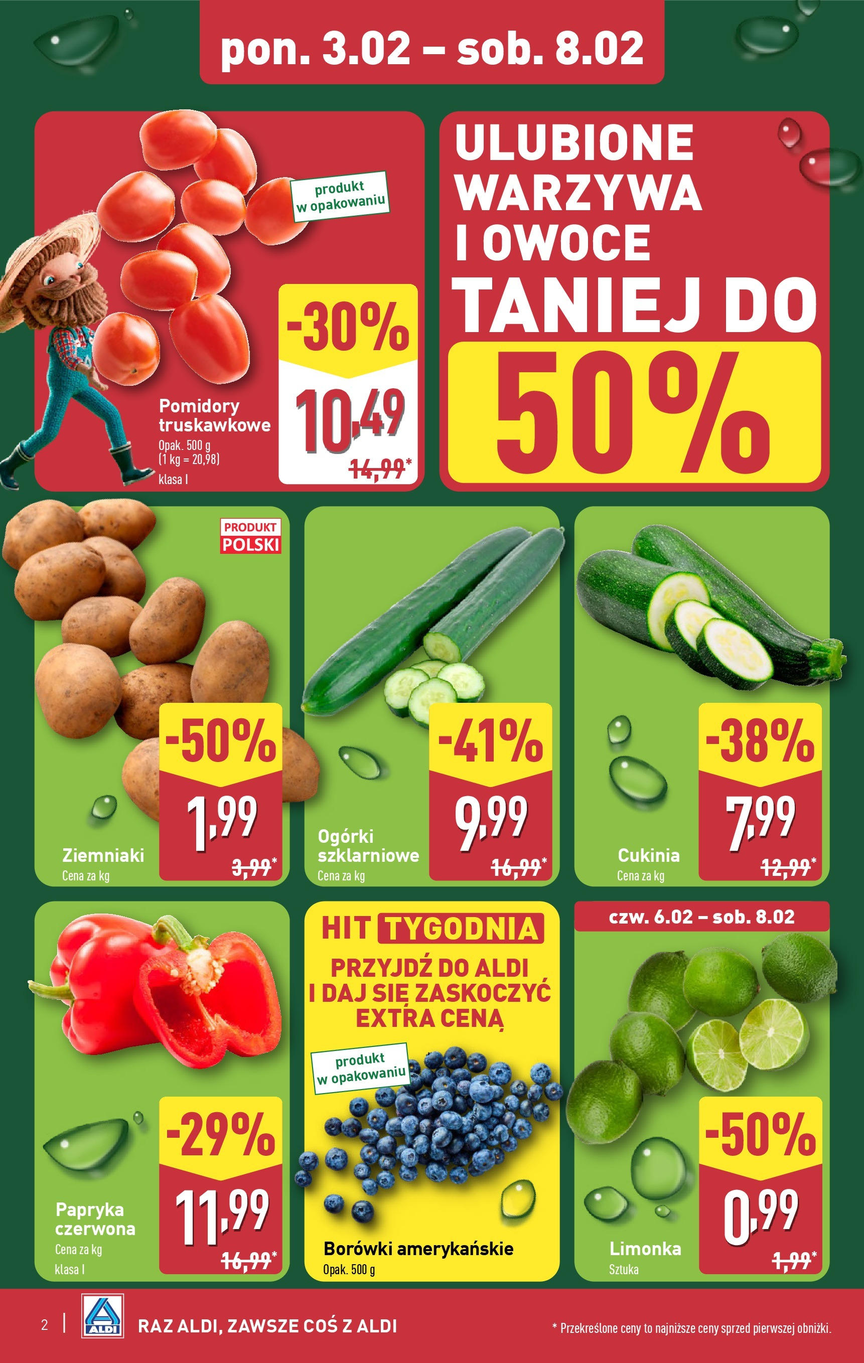 Aldi Gazetka od 01.02.2025 - Ulotka PDF, promocje | Strona: 2 | Produkty: Limonka, Cukinia, Warzywa, Owoce