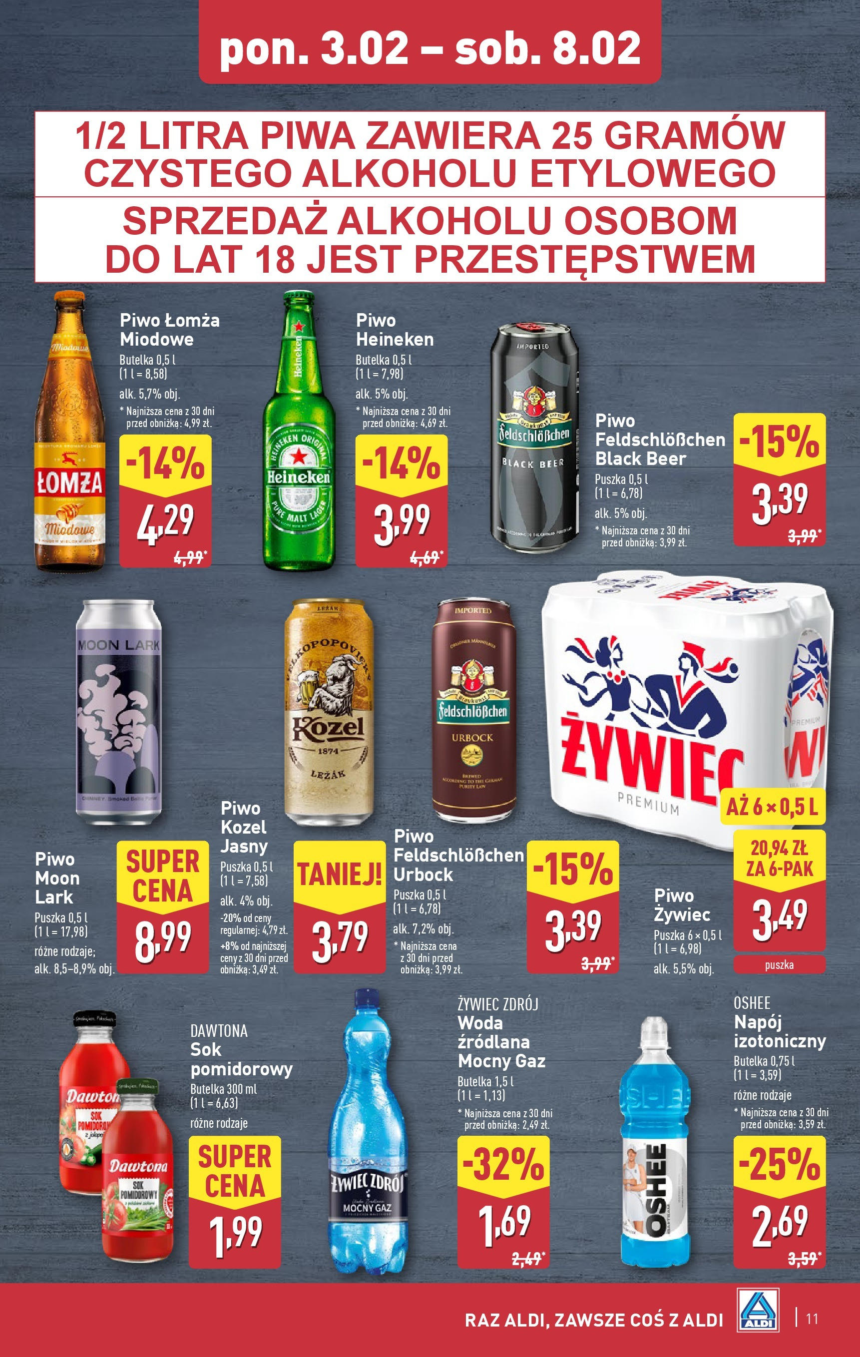 Aldi Gazetka od 01.02.2025 - Ulotka PDF, promocje | Strona: 11 | Produkty: Leżak, Piwo, Woda, Heineken