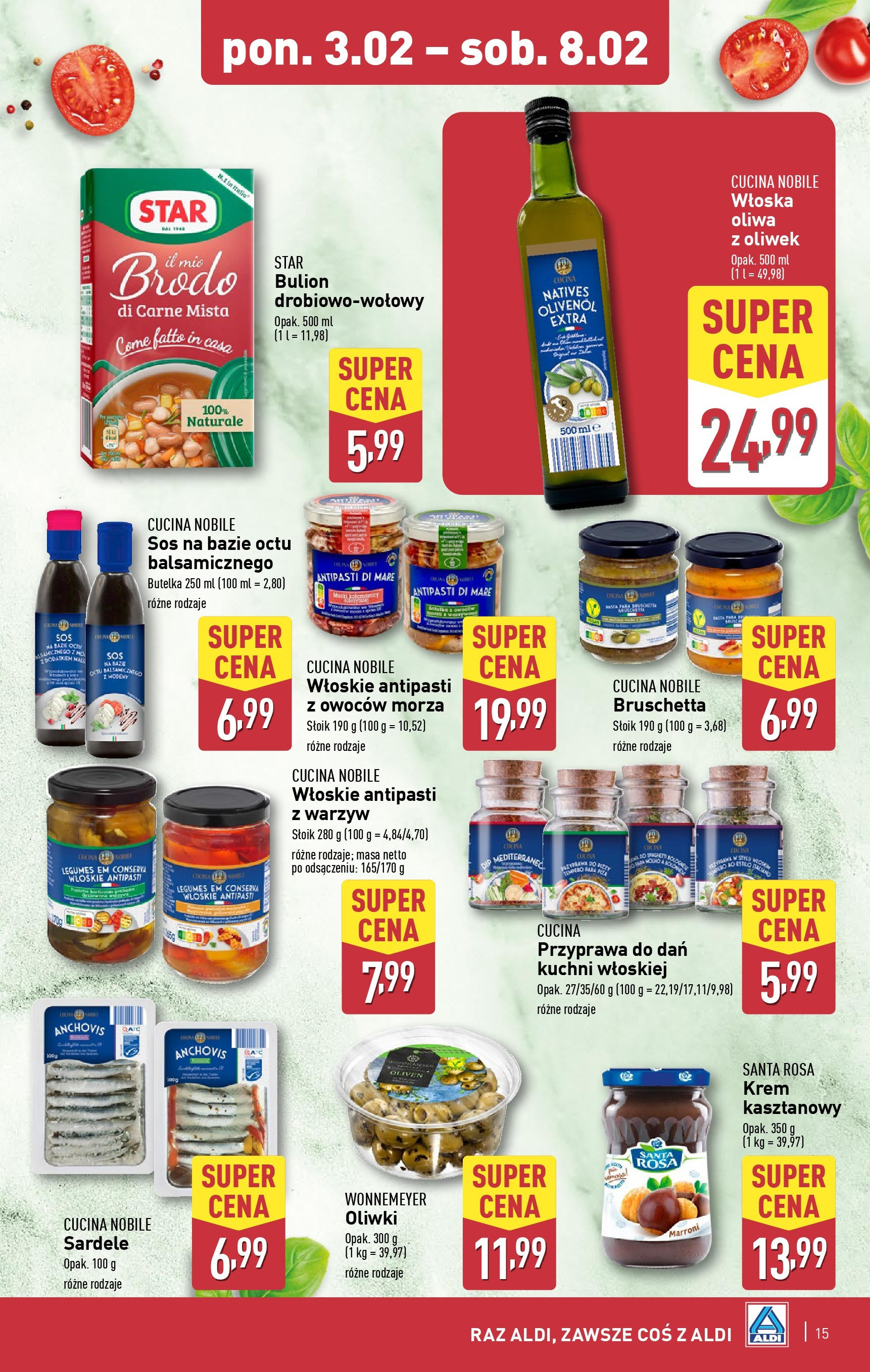 Aldi Gazetka od 01.02.2025 - Ulotka PDF, promocje | Strona: 15 | Produkty: Bruschetta, Krem, Sos