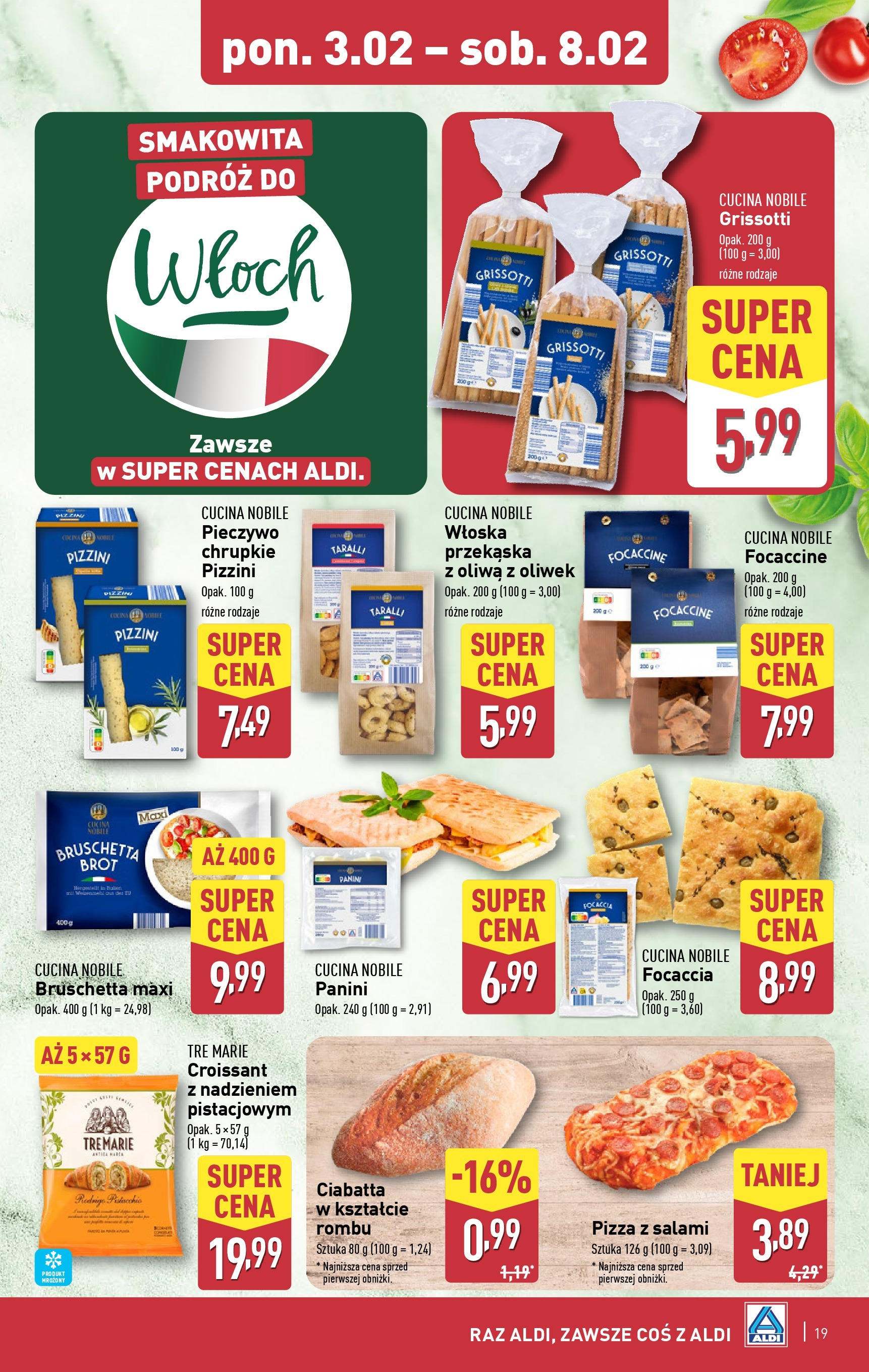 Aldi Gazetka od 01.02.2025 - Ulotka PDF, promocje | Strona: 19 | Produkty: Panini, Salami, Pizza, Ciabatta