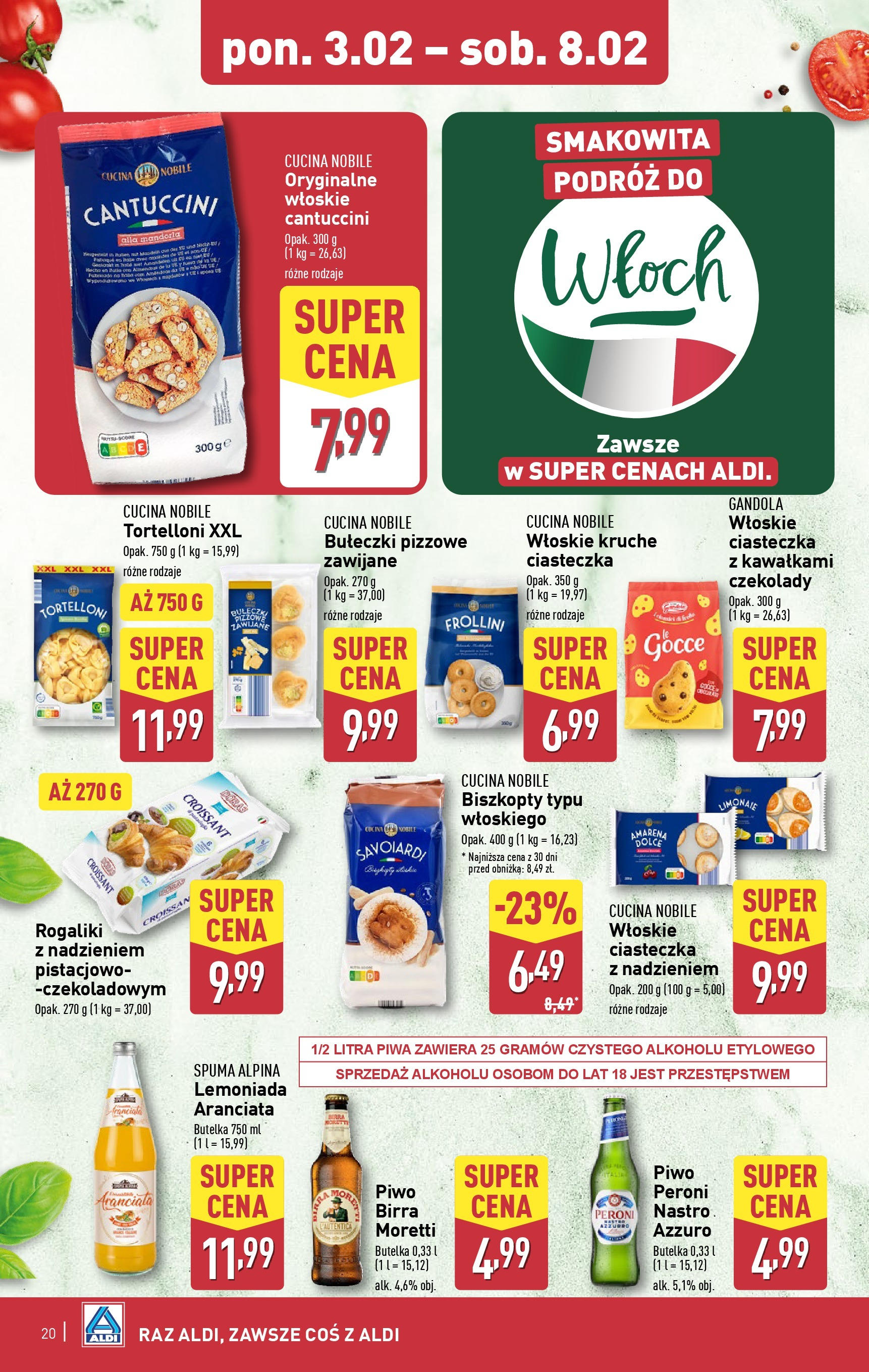 Aldi Gazetka od 01.02.2025 - Ulotka PDF, promocje | Strona: 20 | Produkty: Czekolady, Cantuccini, Piwo, Ciasteczka