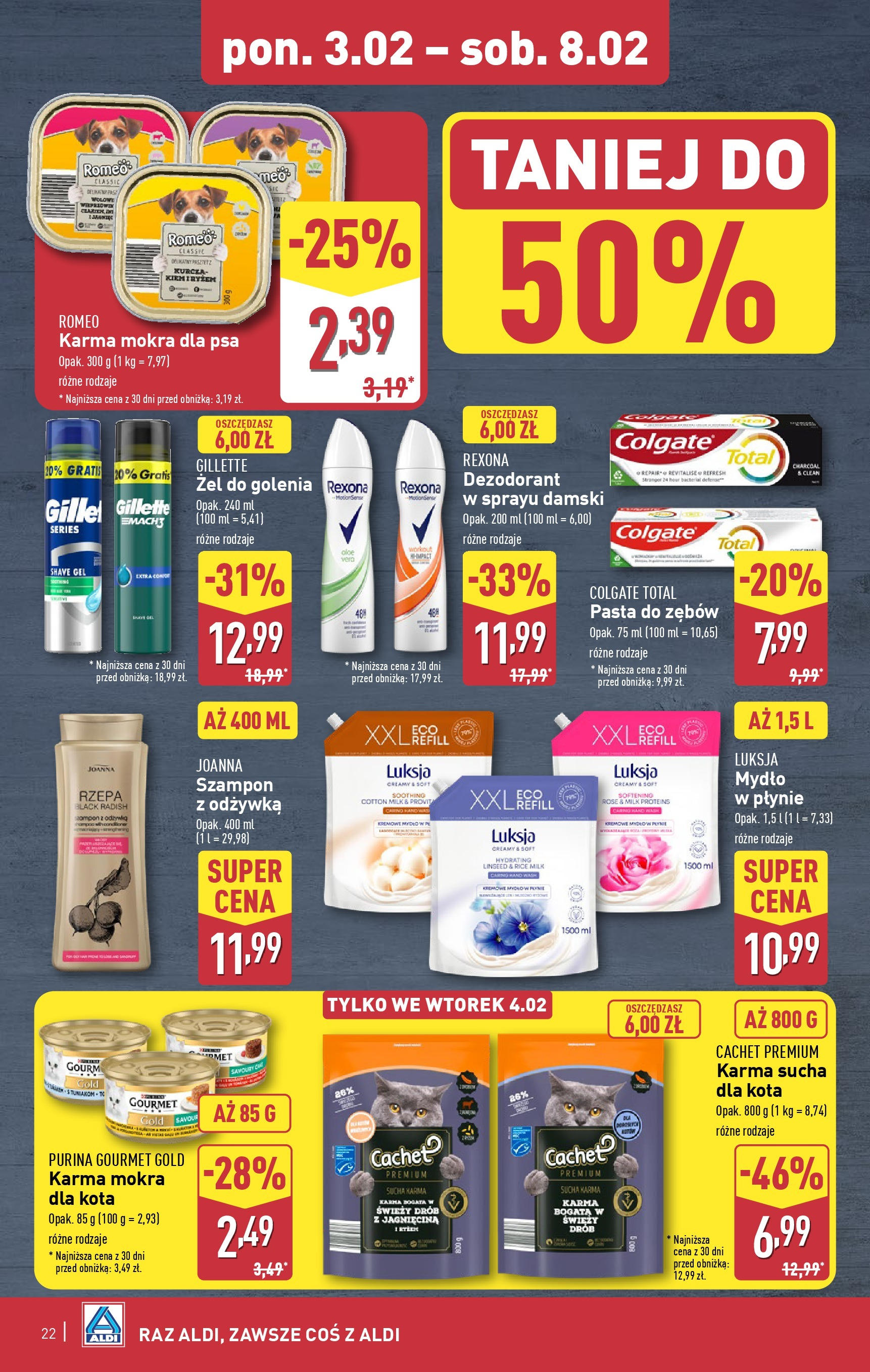 Aldi Gazetka od 01.02.2025 - Ulotka PDF, promocje | Strona: 22 | Produkty: Gillette, Kremowe mydło w płynie, Mydło w płynie, Mydło