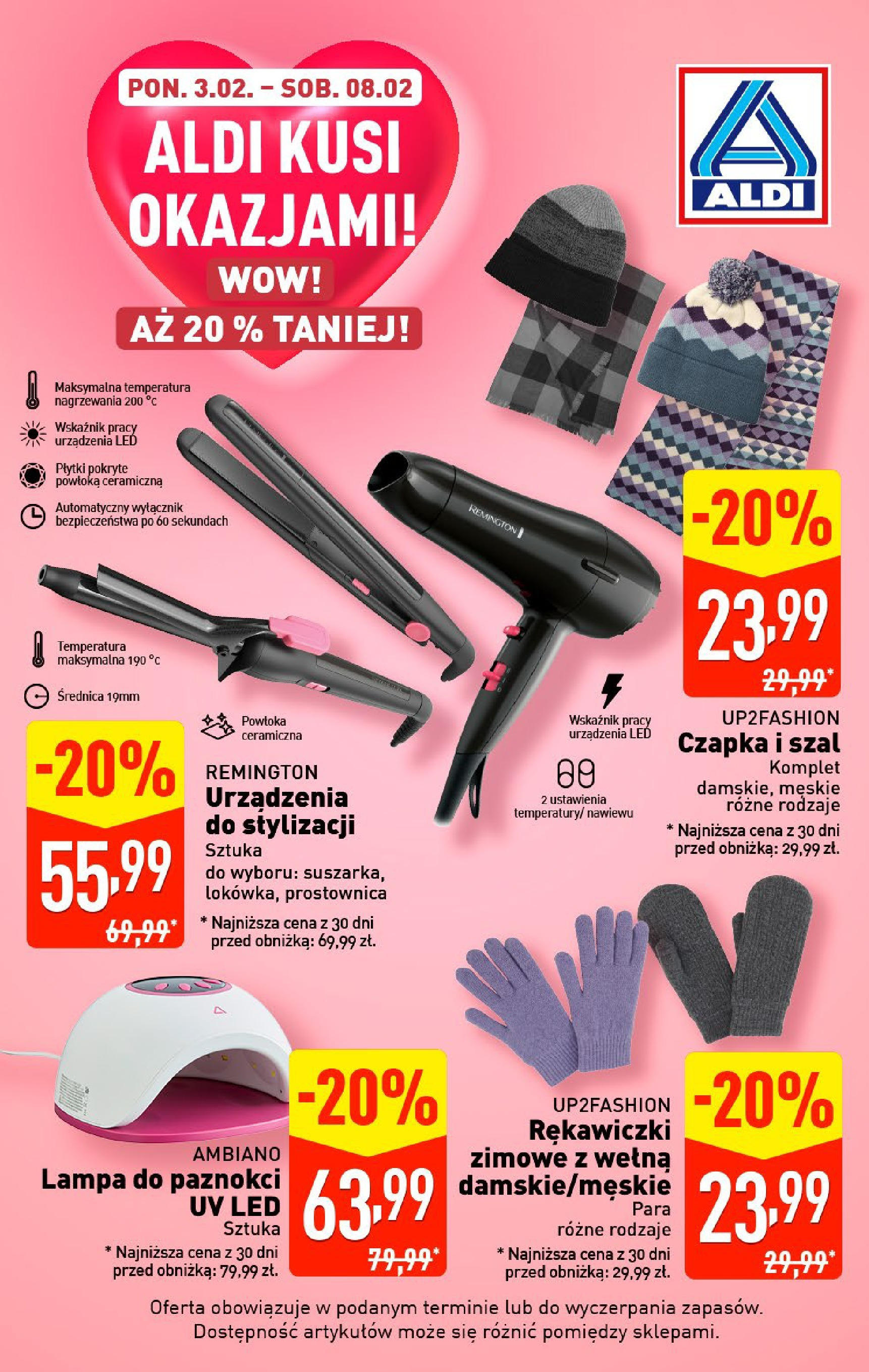 Aldi Gazetka od 01.02.2025 - Ulotka PDF, promocje | Strona: 37 | Produkty: Szal, Czapka, Prostownica, Lampa