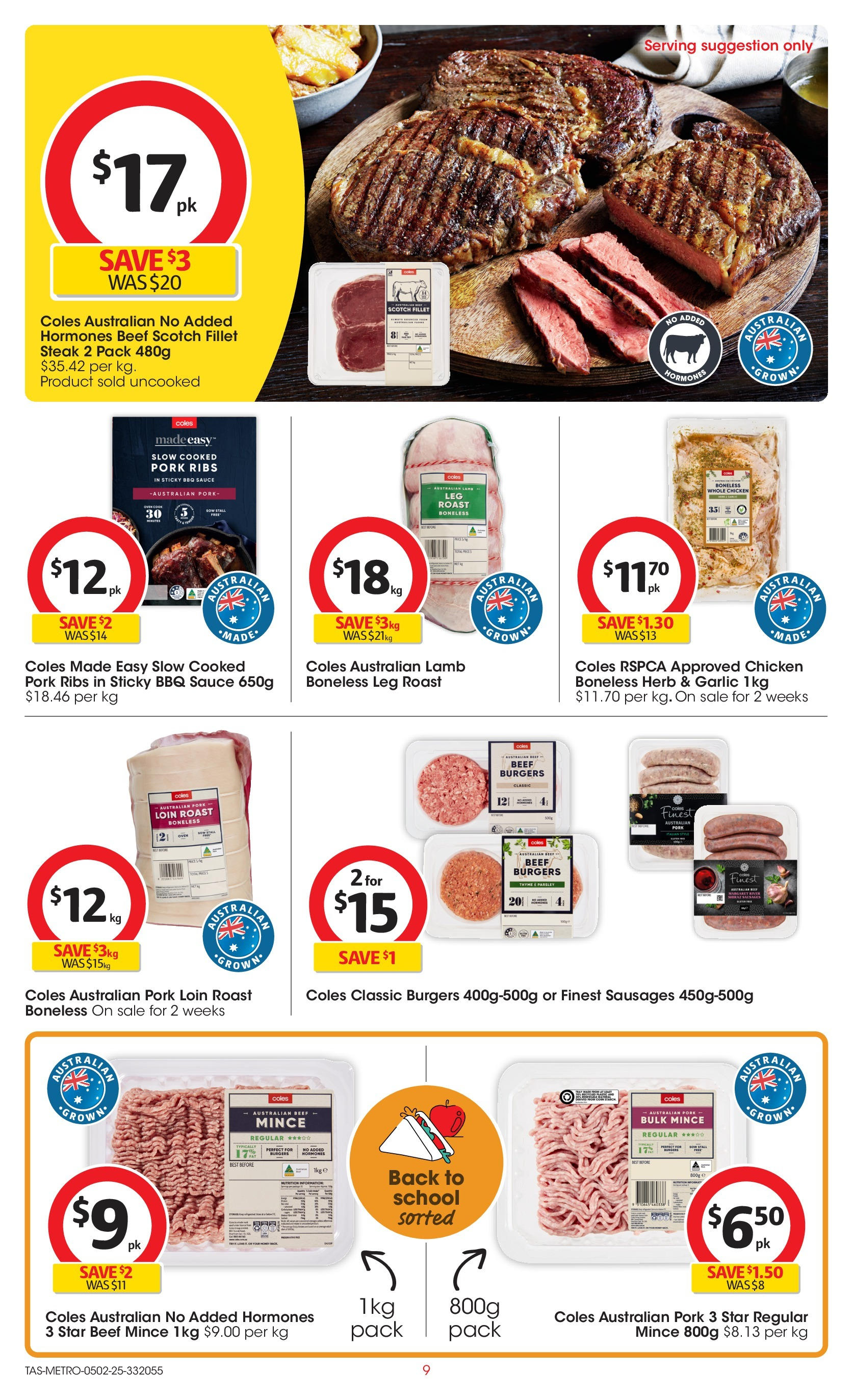 ﻿﻿Coles catalogue valid from 04/02/2025 > Online Australia | Page: 9 | Products: Pork, Lamb, Sauce, Garlic