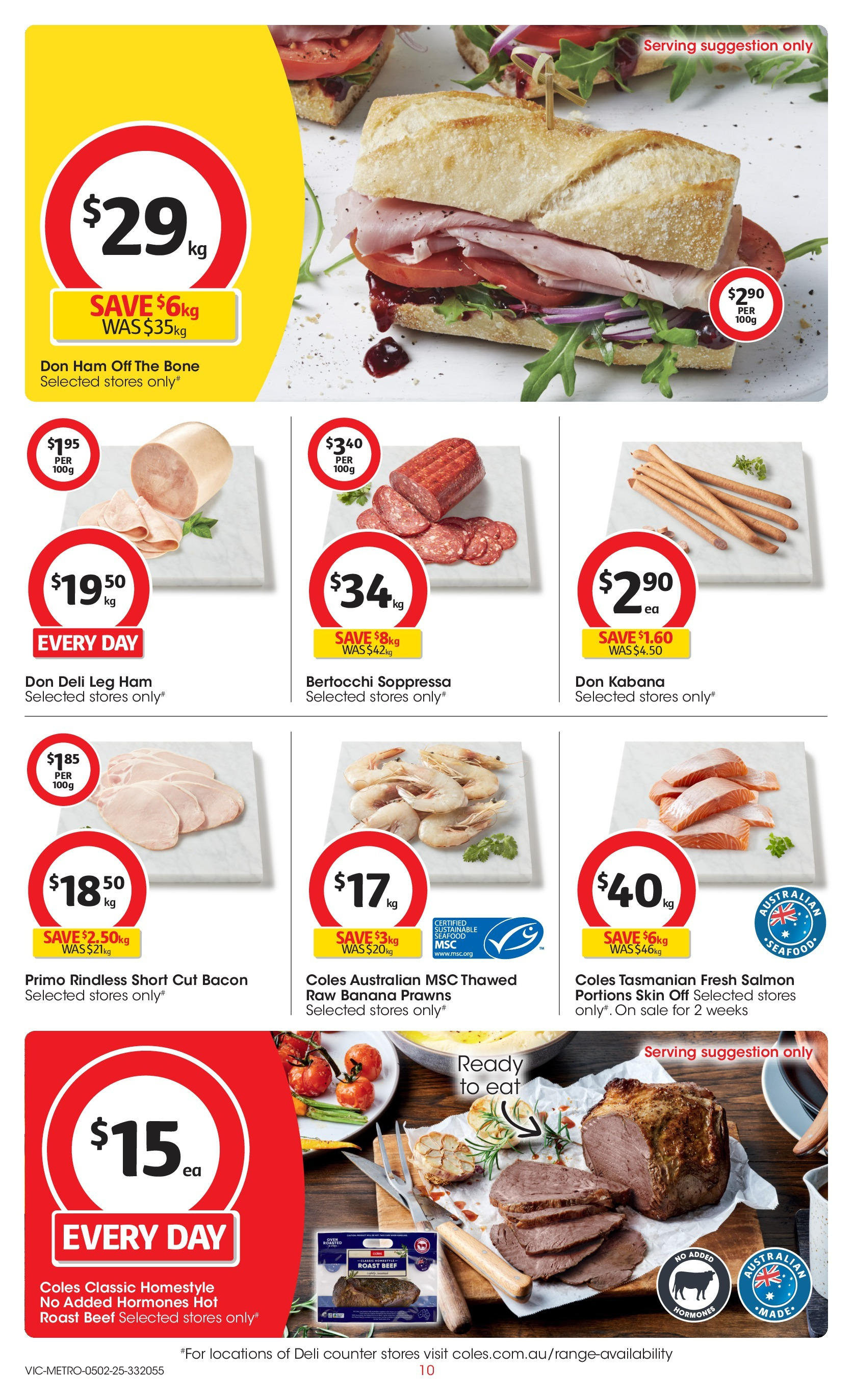 ﻿﻿Coles catalogue valid from 04/02/2025 > Online Australia | Page: 10 | Products: Bacon, Prawns, Salmon, Seafood