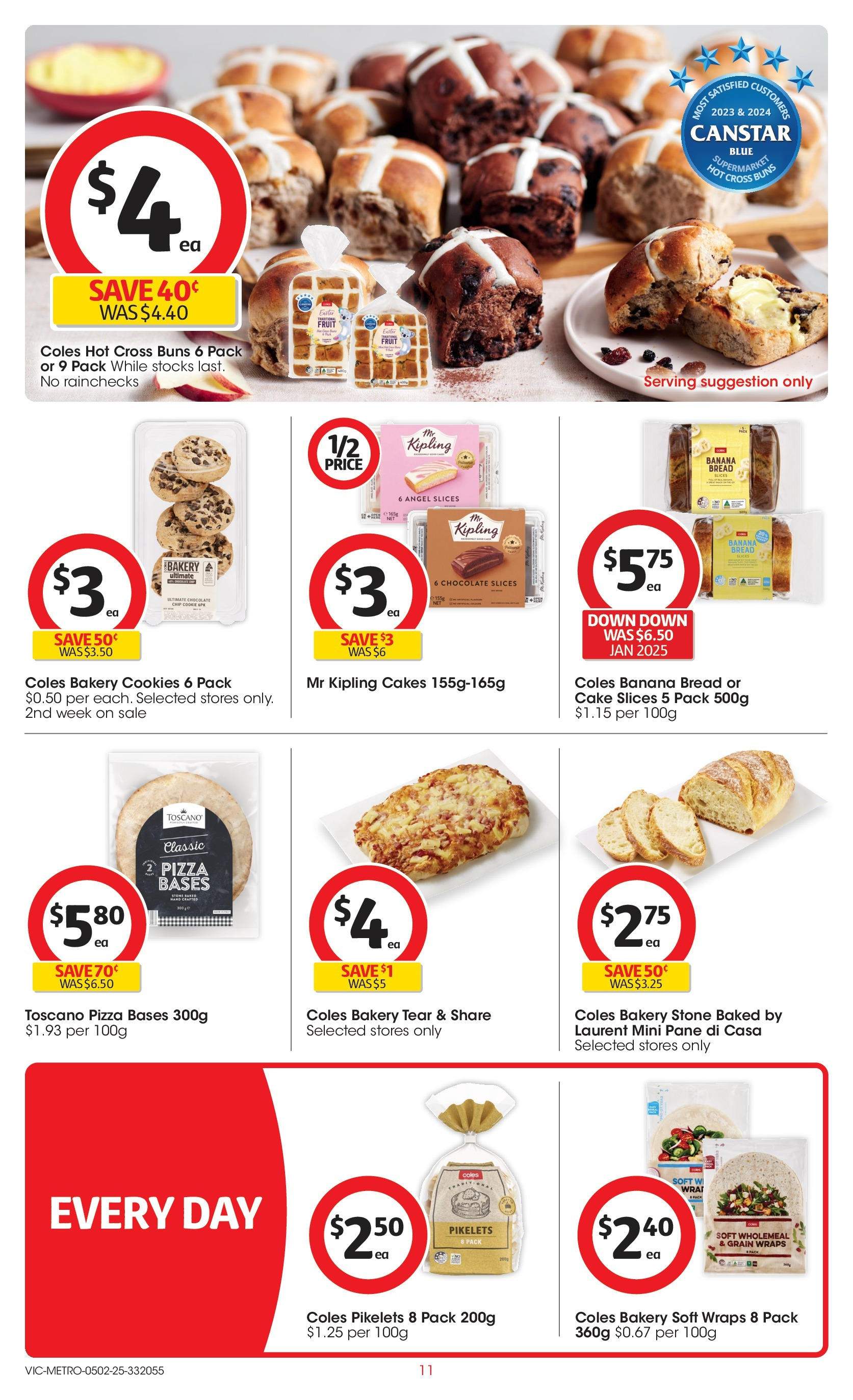 ﻿﻿Coles catalogue valid from 04/02/2025 > Online Australia | Page: 11 | Products: Bread, Chocolate, Pizza, Bakery