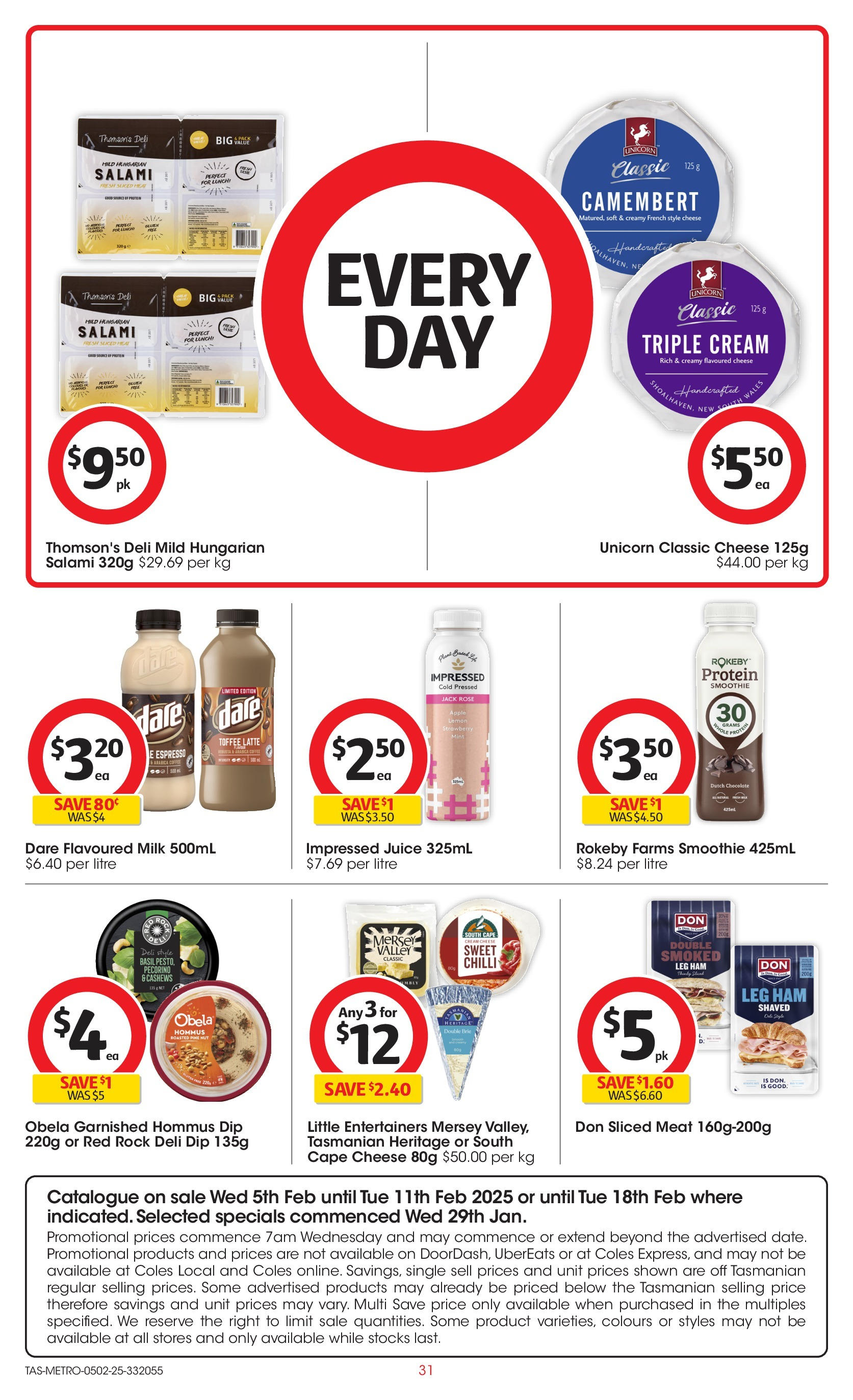 ﻿﻿Coles catalogue valid from 04/02/2025 > Online Australia | Page: 31 | Products: Milk, Cheese, Coffee, Salami