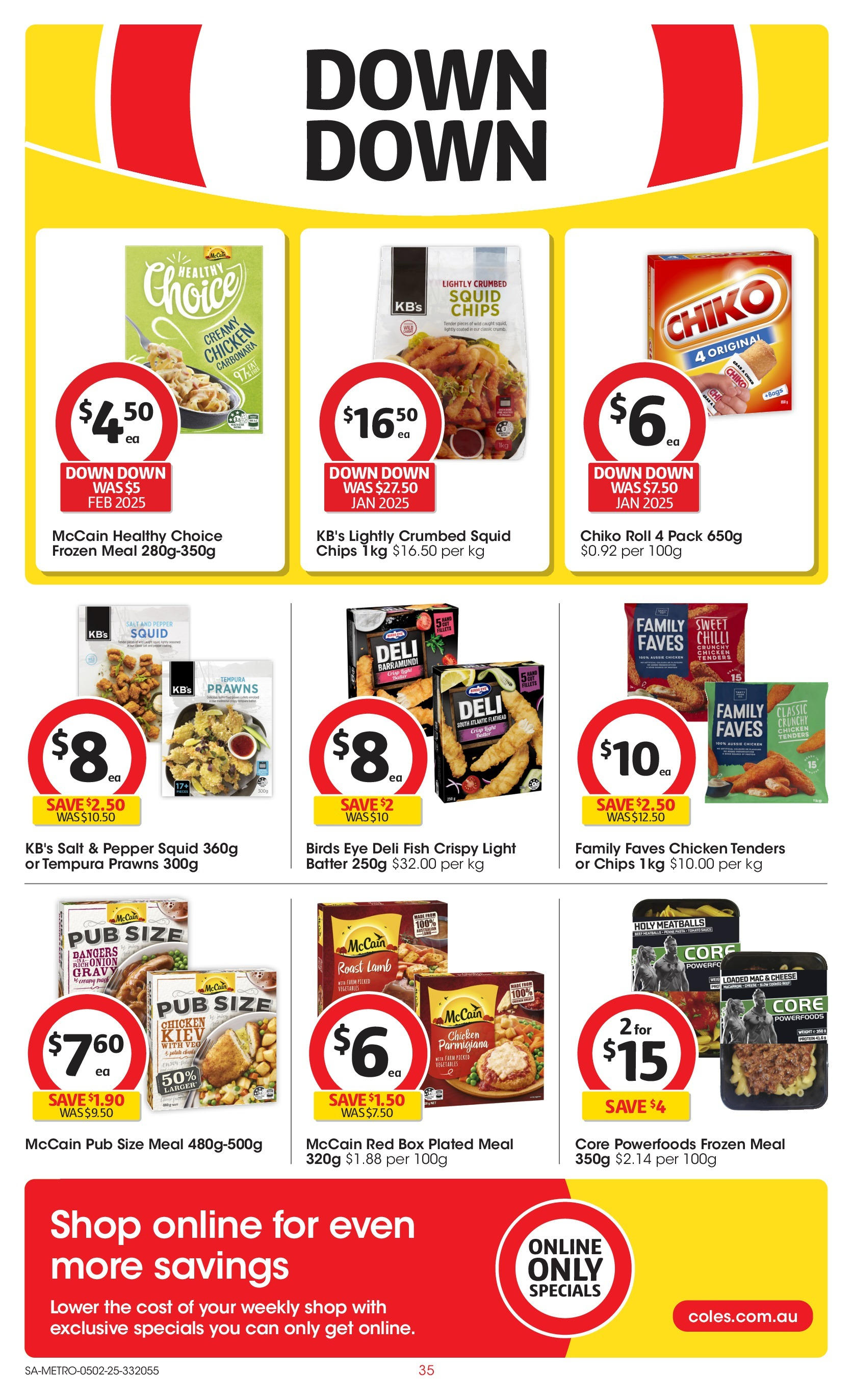 ﻿﻿Coles catalogue valid from 04/02/2025 > Online Australia | Page: 35 | Products: Cheese, Fish, Vegetables, Salt