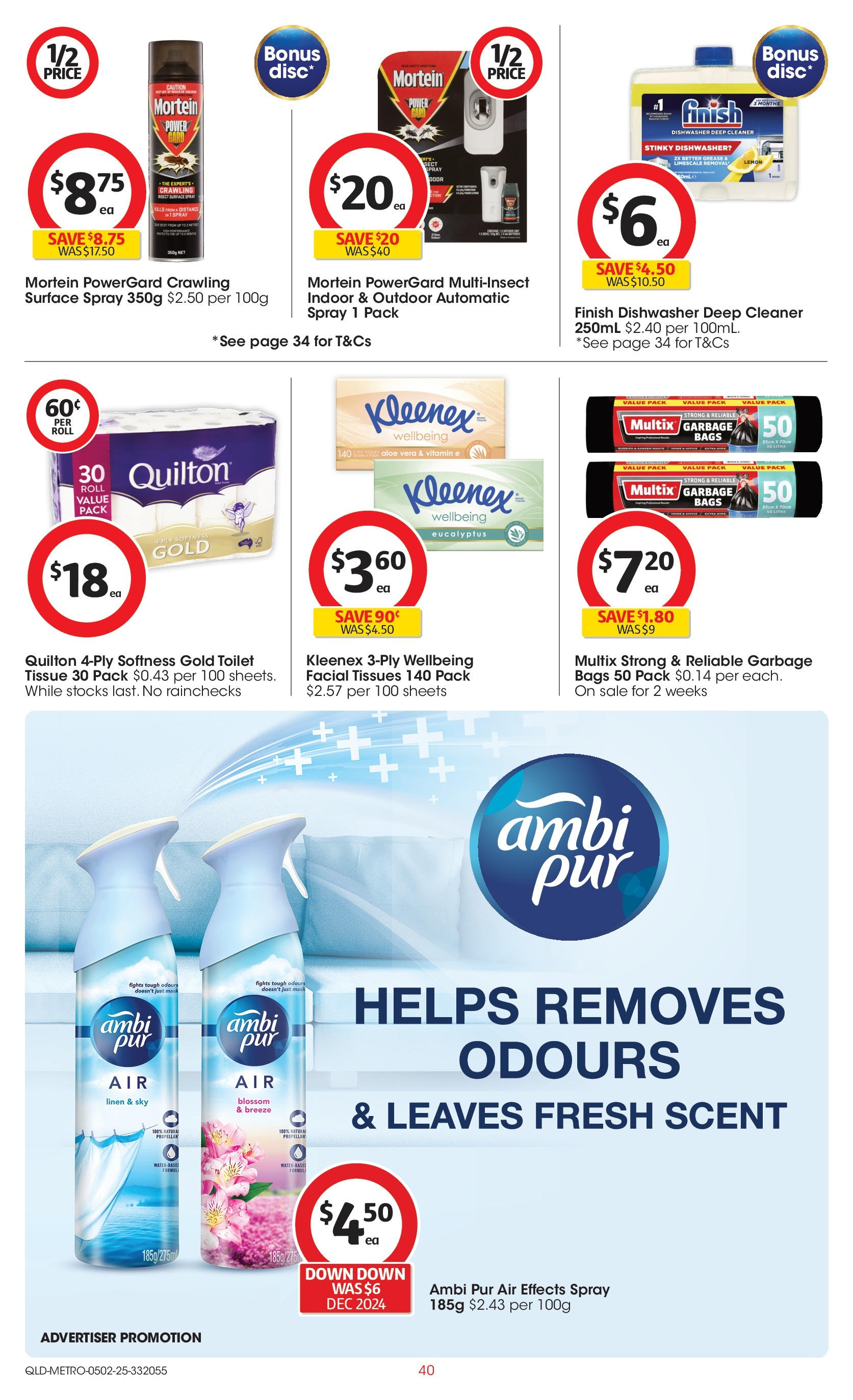 ﻿﻿Coles catalogue valid from 04/02/2025 > Online Australia | Page: 40 | Products: Cleaner, Garbage bags, Dishwasher, Tissues