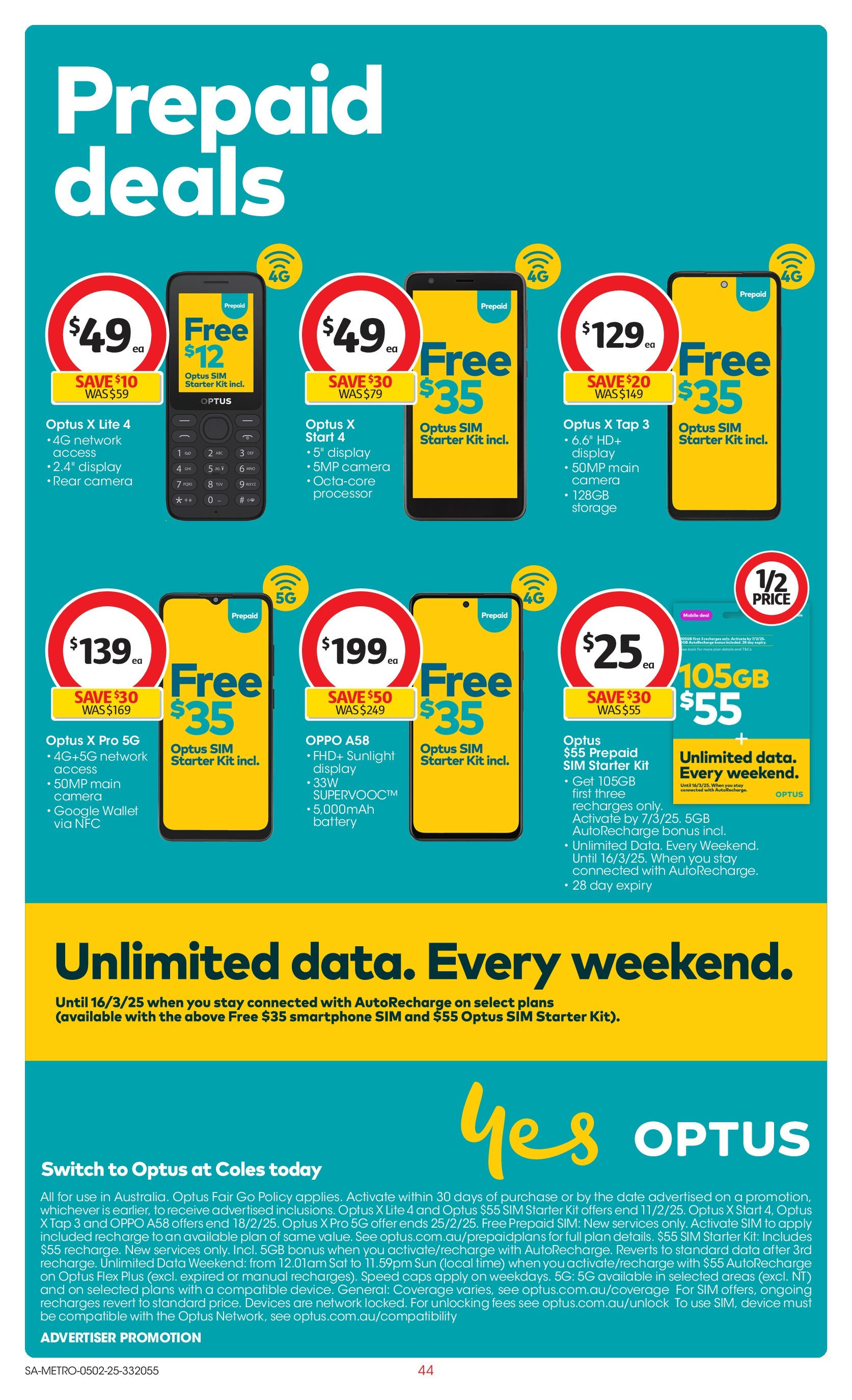 ﻿﻿Coles catalogue valid from 04/02/2025 > Online Australia | Page: 44 | Products: Battery, Date, Device, Mobile