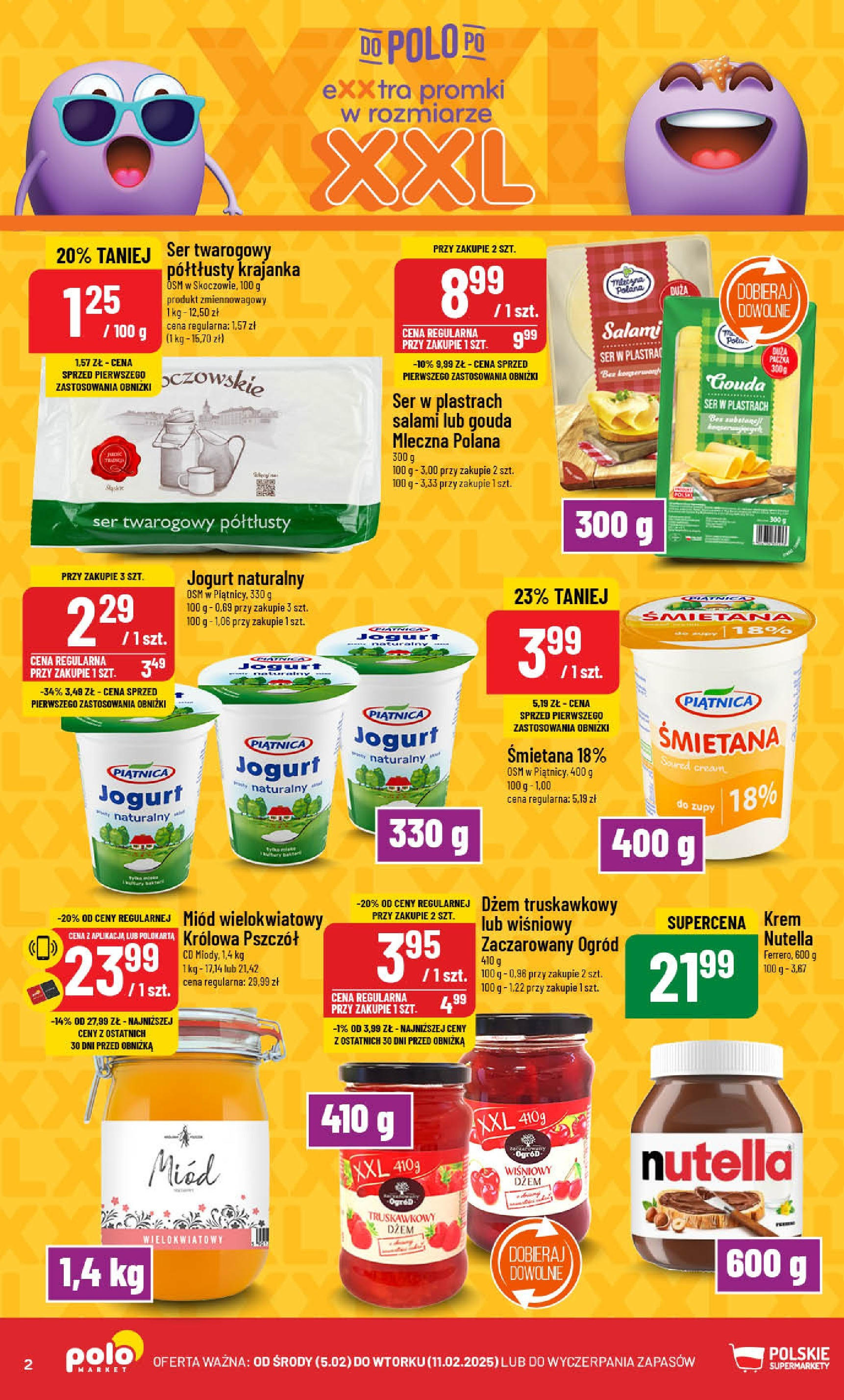 POLOmarket gazetka od jutra (05.02.2025) - Nowa PDF | Strona: 2 | Produkty: Nutella, Ser, Jogurt, Salami