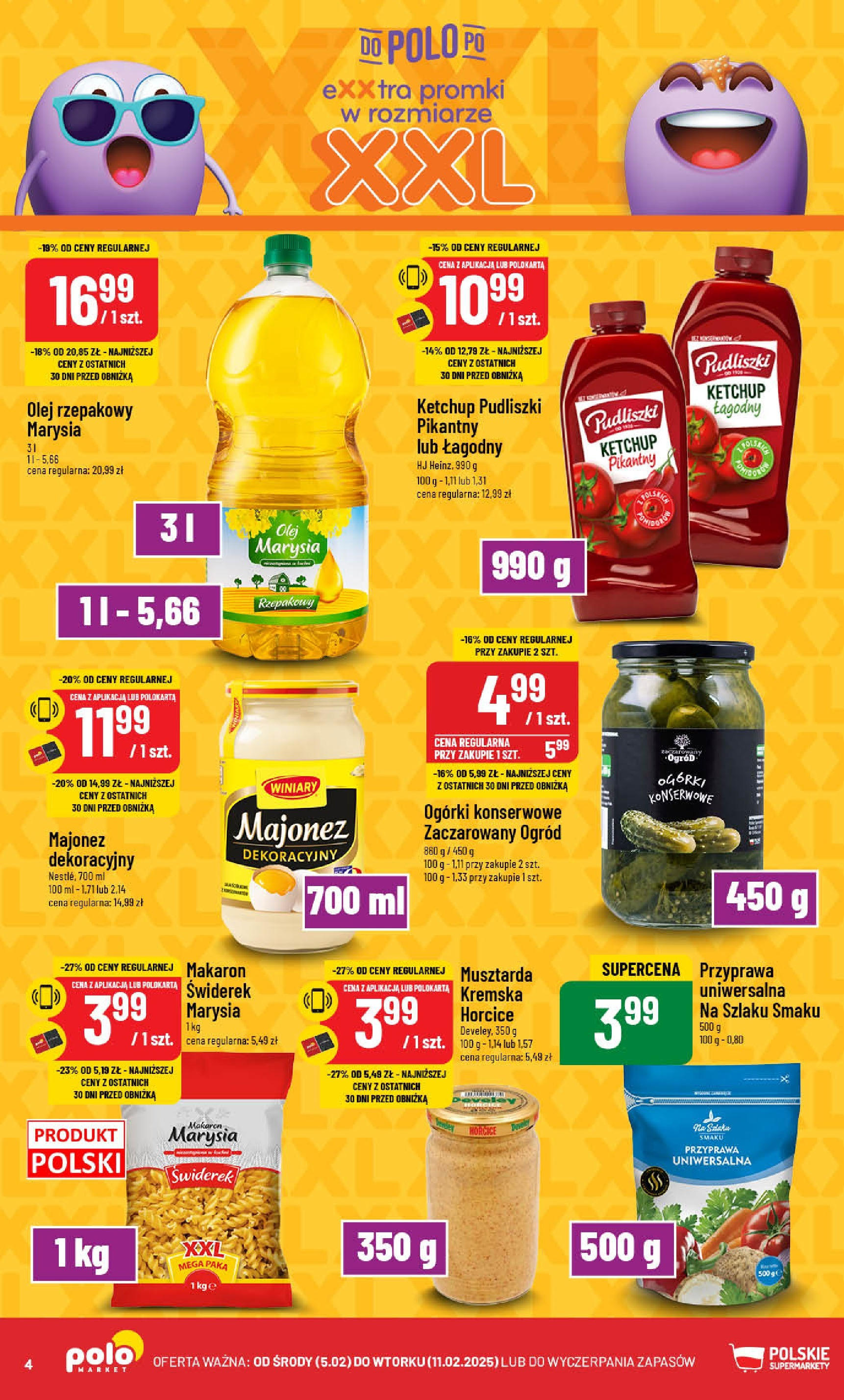 POLOmarket gazetka od jutra (05.02.2025) - Nowa PDF | Strona: 4 | Produkty: Olej rzepakowy, Ketchup, Musztarda, Olej