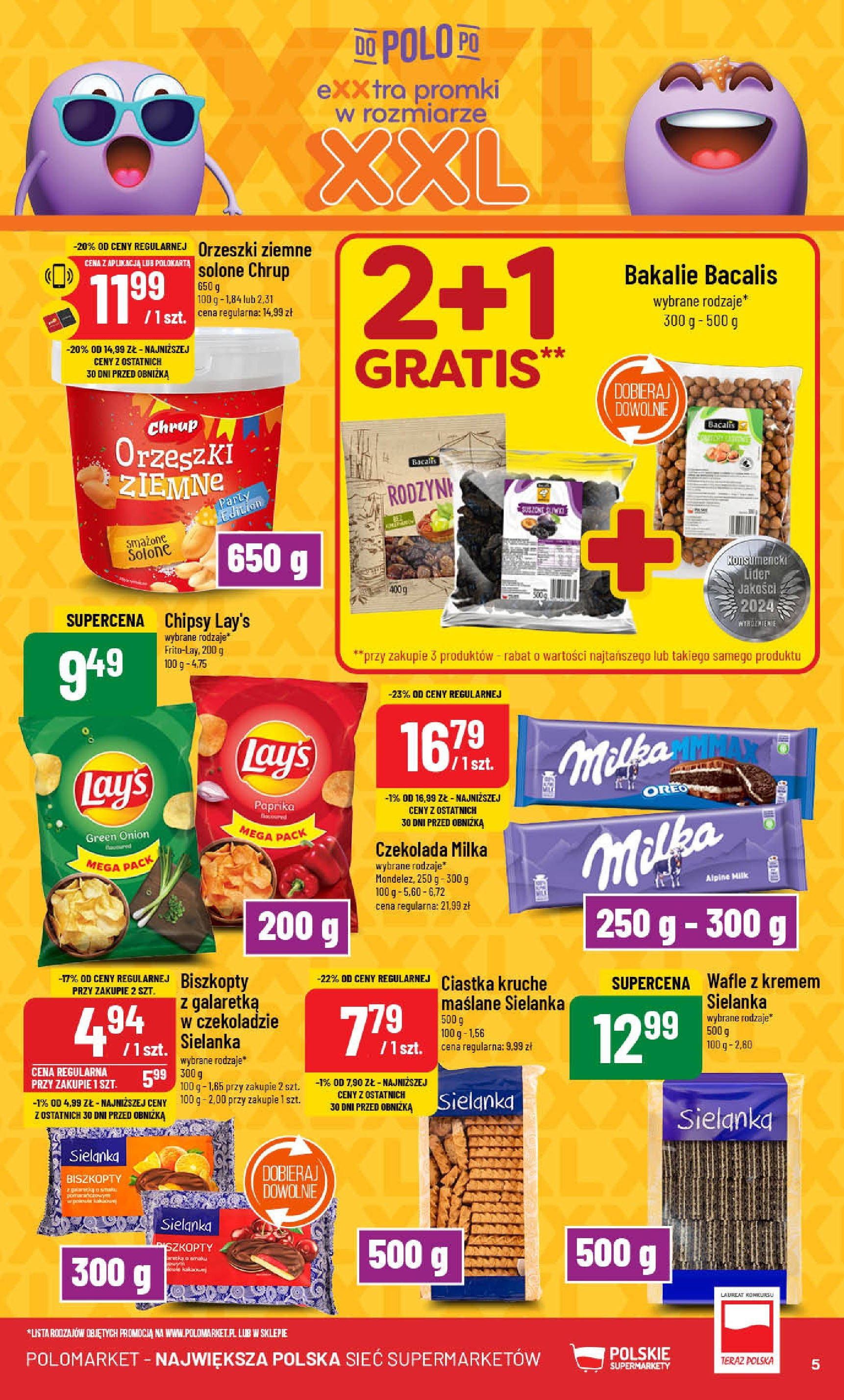 POLOmarket gazetka od jutra (05.02.2025) - Nowa PDF | Strona: 5 | Produkty: Chipsy, Czekolada milka, Ciastka kruche, Ciastka