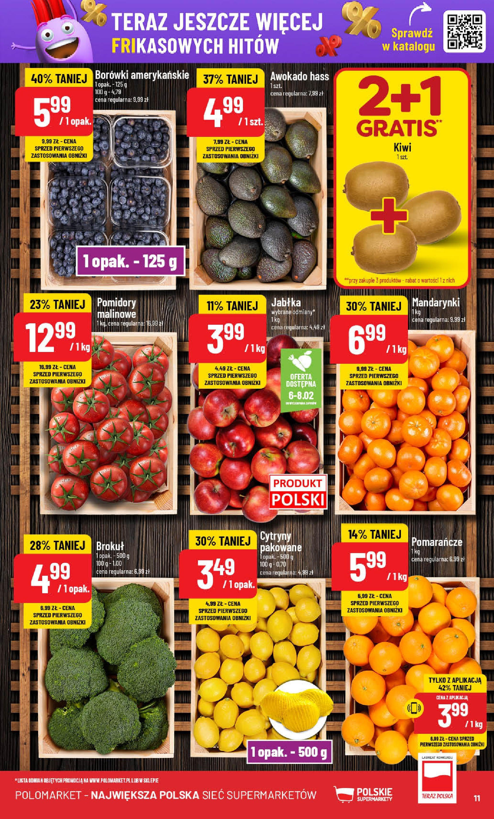 POLOmarket gazetka od jutra (05.02.2025) - Nowa PDF | Strona: 11 | Produkty: Brokuł, Jabłka, Pomarańcze, Kiwi