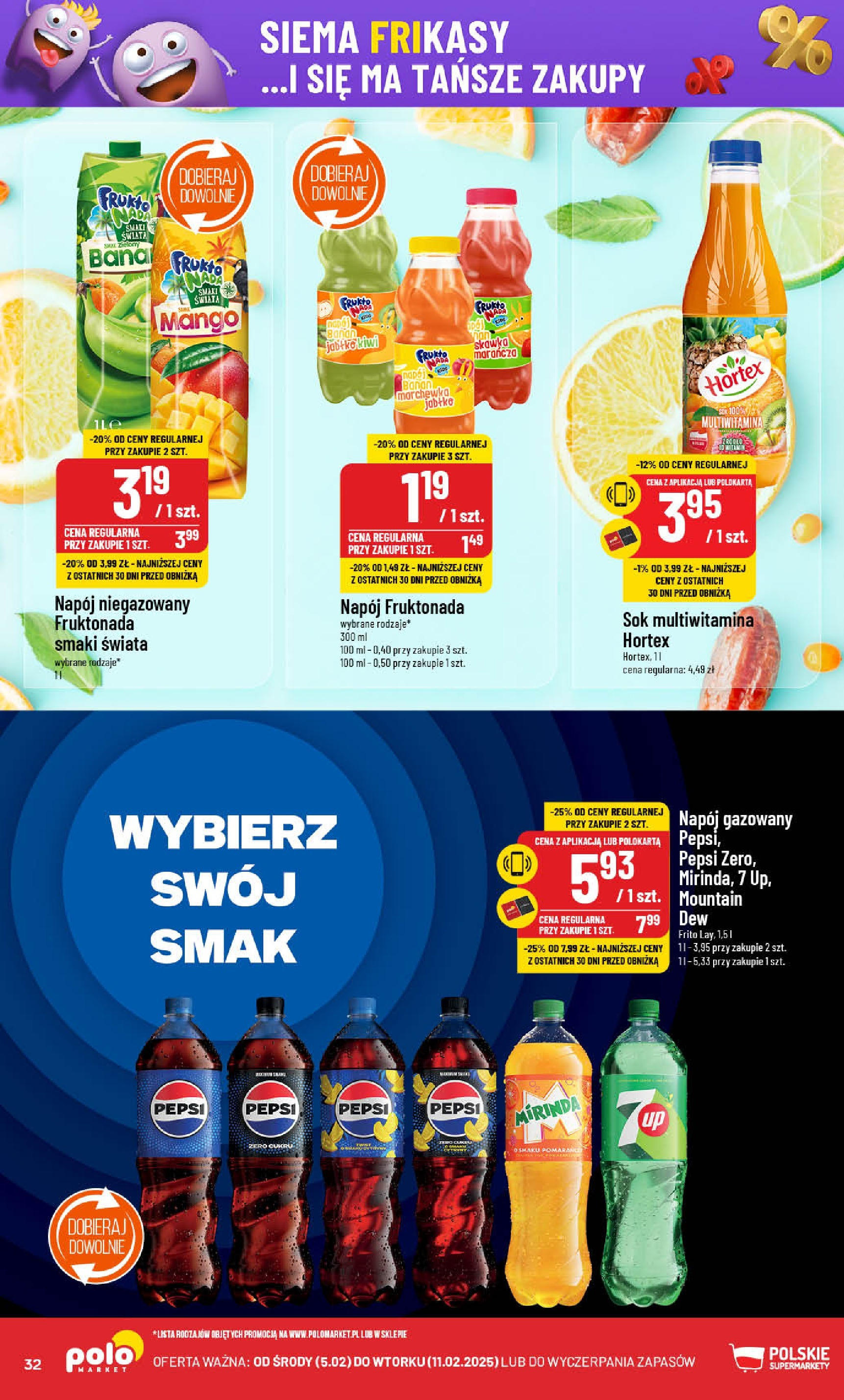 POLOmarket gazetka od jutra (05.02.2025) - Nowa PDF | Strona: 32 | Produkty: Pepsi, Banan, Kiwi, Marchewka