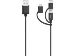 HAMA Micro-USB-Kabel, 3in1, inkl. Adapter auf USB-C und Lightning, USB 2.0, 0,75 m