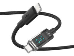 ISY IUC-8000 USB-C 2.0 Kabel, 2m, PD 100W, QC 3.0/3.1, LED Display, Schwarz; USB-Kabel