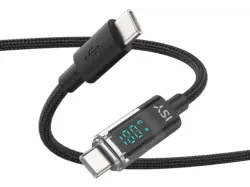ISY IUC-8000 USB-C 2.0 Kabel, 2m, PD 100W, QC 3.0/3.1, LED Display, Schwarz; USB-Kabel