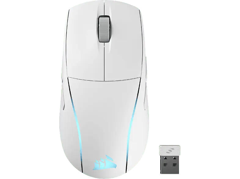 CORSAir M75 Wireless Gaming Maus, 26000dpi, 1000Hz , USB-C/Bluetooth, USB-A Reciever, Weiß