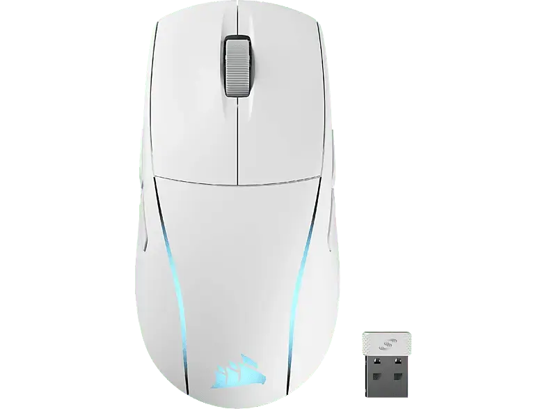 CORSAir M75 Wireless Gaming Maus, 26000dpi, 1000Hz , USB-C/Bluetooth, USB-A Reciever, Weiß