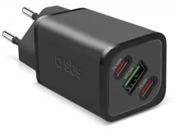 SBS 47822 GaN Ladegerät mit Power Delivery, 100W, 2x USB-Type-C + 1x USB-Type-A