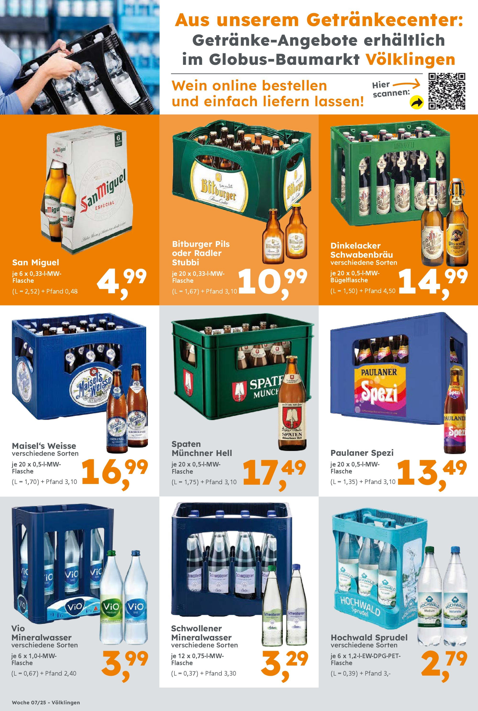 Globus Baumarkt - Saarbrücken, Käthe-Kollwitz-Straße 16 (ab 10.02.2025) zum Blättern | Seite: 16 | Produkte: Bitburger, Pils, Wein, Paulaner