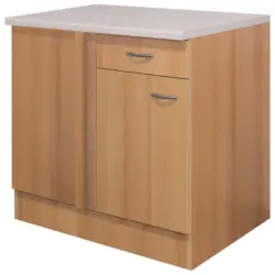 Eckunterschrank Nano 110 cm Buche Dekor 1 Lade 1 Tür