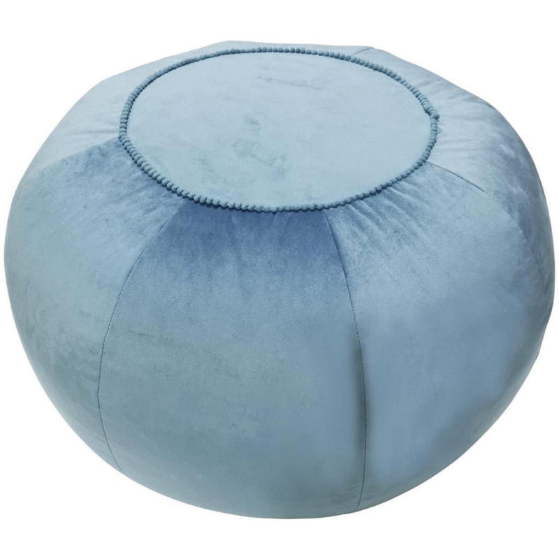 Hocker Textil Blau Sitz Gepolstert H: 35 Cm Rund