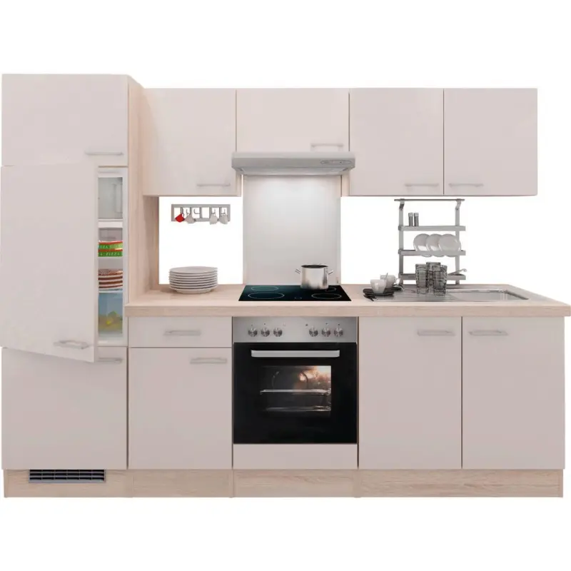 Küchenzeile Nepal ohne Geräte 270 cm Kaschmir/Eiche Dekor