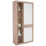 Möbelix Vitrine Malta B: 96 Cm Inkl. Beleuchtung, Eiche Dekor/weiß