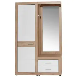 Garderobe Malta Eiche Dekor/ Weiß B: 130 cm Mit Spiegel