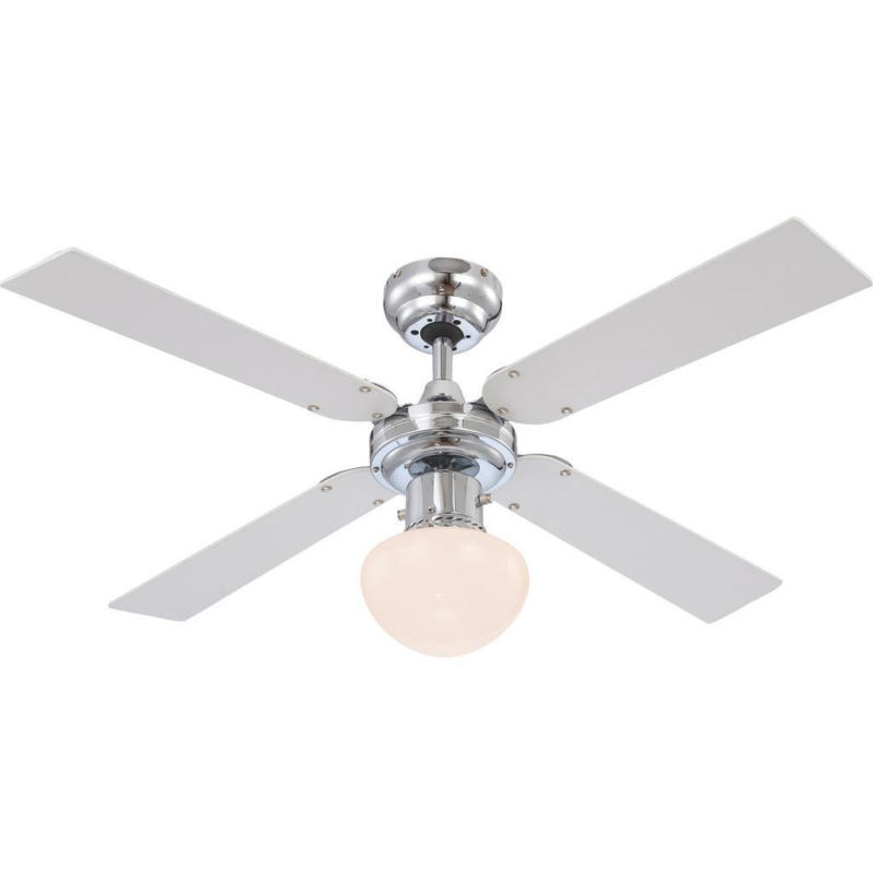 Deckenventilator Champion Weiß 4 Holzflügel, LED-Leuchte